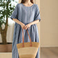 Women Summer Artsy Stripe Loose Linen Dress