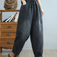 Women Winter Casual Fleece-lined Denim Harem Pants