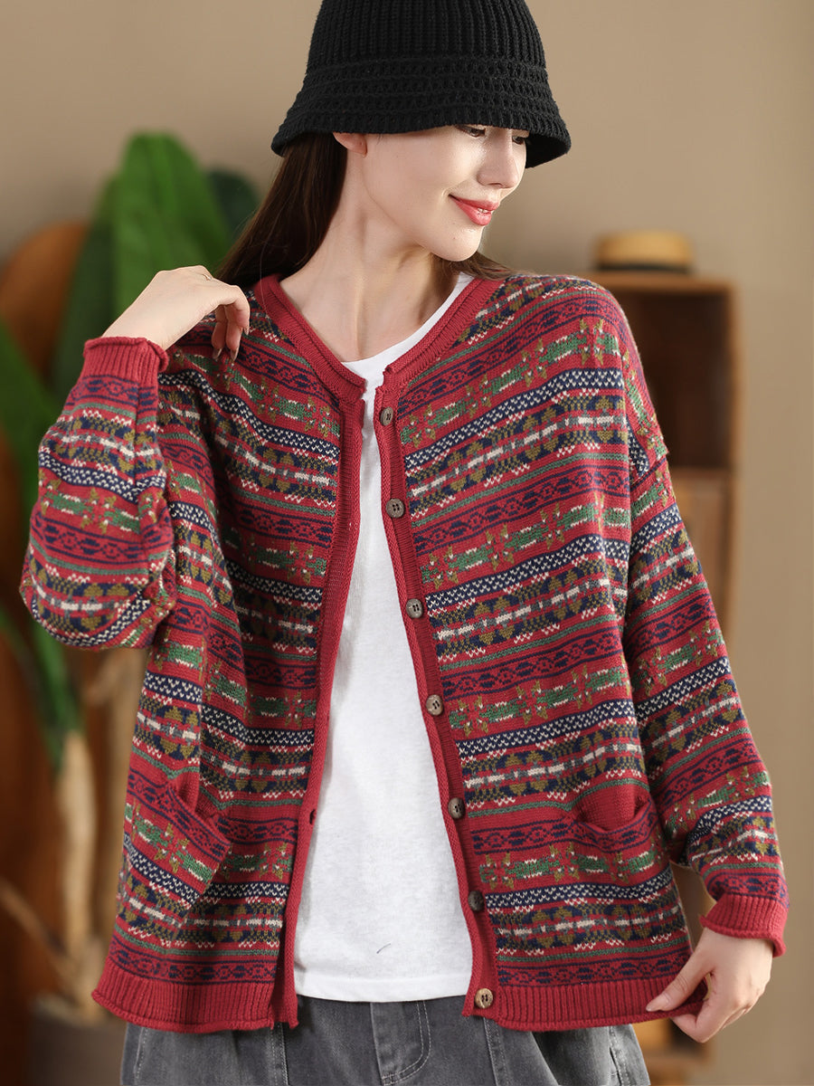 Women Autumn Cotton Knit Cardigan Sweater