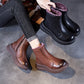 Women Vintage Genuine Leather Fleece-lined Platfrom Boots