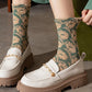 5 Pairs Women Artsy Flower Jacquard Cotton Socks