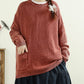 Women Casual Autumn O-Neck Solid Knit Sweater