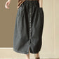 Women Casual Pocket Button Loose Sold Denim Skirt