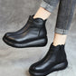 Women Vintage Genuine Leather Spliced Flat Boots