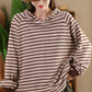 Women Casual Autumn Stripe Colorblock Hooded Sweatshirt