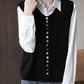 Women Casual Autumn Wool O-Neck Colorful Button Knit Vest