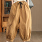 Women Autumn Casual Solid Spliced Cotton Harem Pants