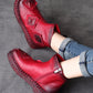 Women Vintage Leather Patch Spliced Ankle Boots