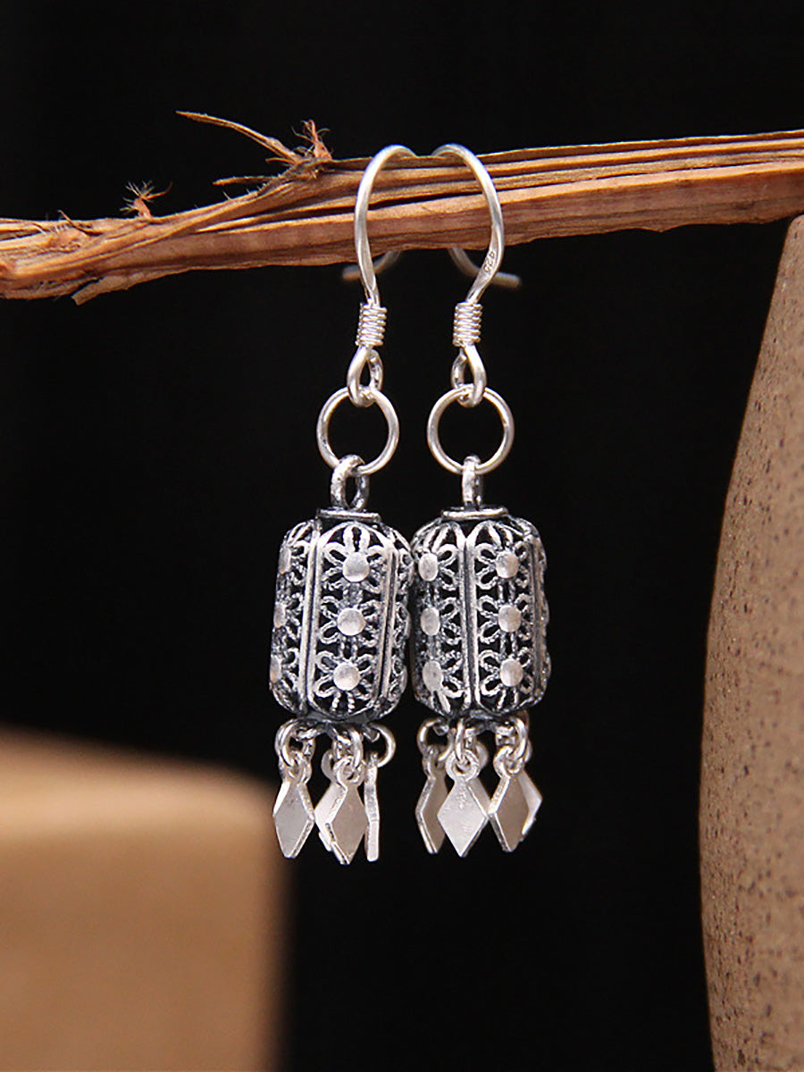 Women Vintage S925Silver Lantern Tassel Earrings