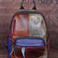 Women Colorblock Hand Painted Outdoor Leather Backpack