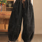 Women Autumn Retro Corduroy Spliced Harem Pants