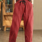 Women Autumn Vintage Solid Spliced Pocket Harem Pants