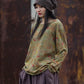 Women Vintage Autumn O-Neck Flower Cotton Blouse