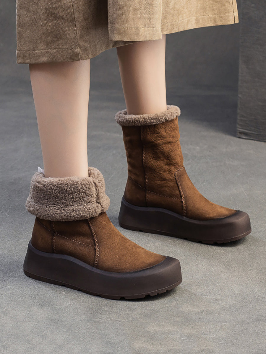 Women Winter Warm Fleece-lined Leather Boots