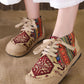 Women Autumn Ethnic Linen Embroidery Ankle Boots