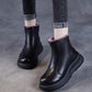 Women Vintage Genuine Leather Fleece-lined Platfrom Boots