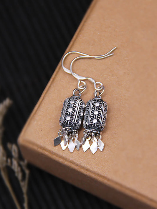 Women Vintage S925Silver Lantern Tassel Earrings