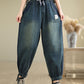 Women Casual Pockets Washed Denim Harem Pants