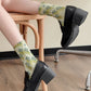 5 Pairs Women Autumn Floral Jacquard Colorblock Socks