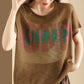 Women Summer Letter Printing Knitted Loose Shirt