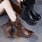 Women Vintage Leather Fleece-lined Platform Boots