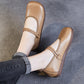 Women Casual Solid Leather Square Toe Flat Shoes