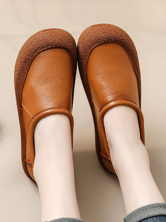 Women Autumn Casual Soft Leather Flat Shoes