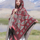 Women Bohemia Warm Rhomboids Tassel Hooded Shawl