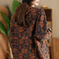 Women Vintage Autumn Flower Button Cotton Linen Hooded Coat