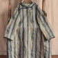 Women Vintage Worn Stripe Frog Robe Dress