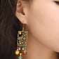 Alloy Flower Agate Tassel Retro Earrings