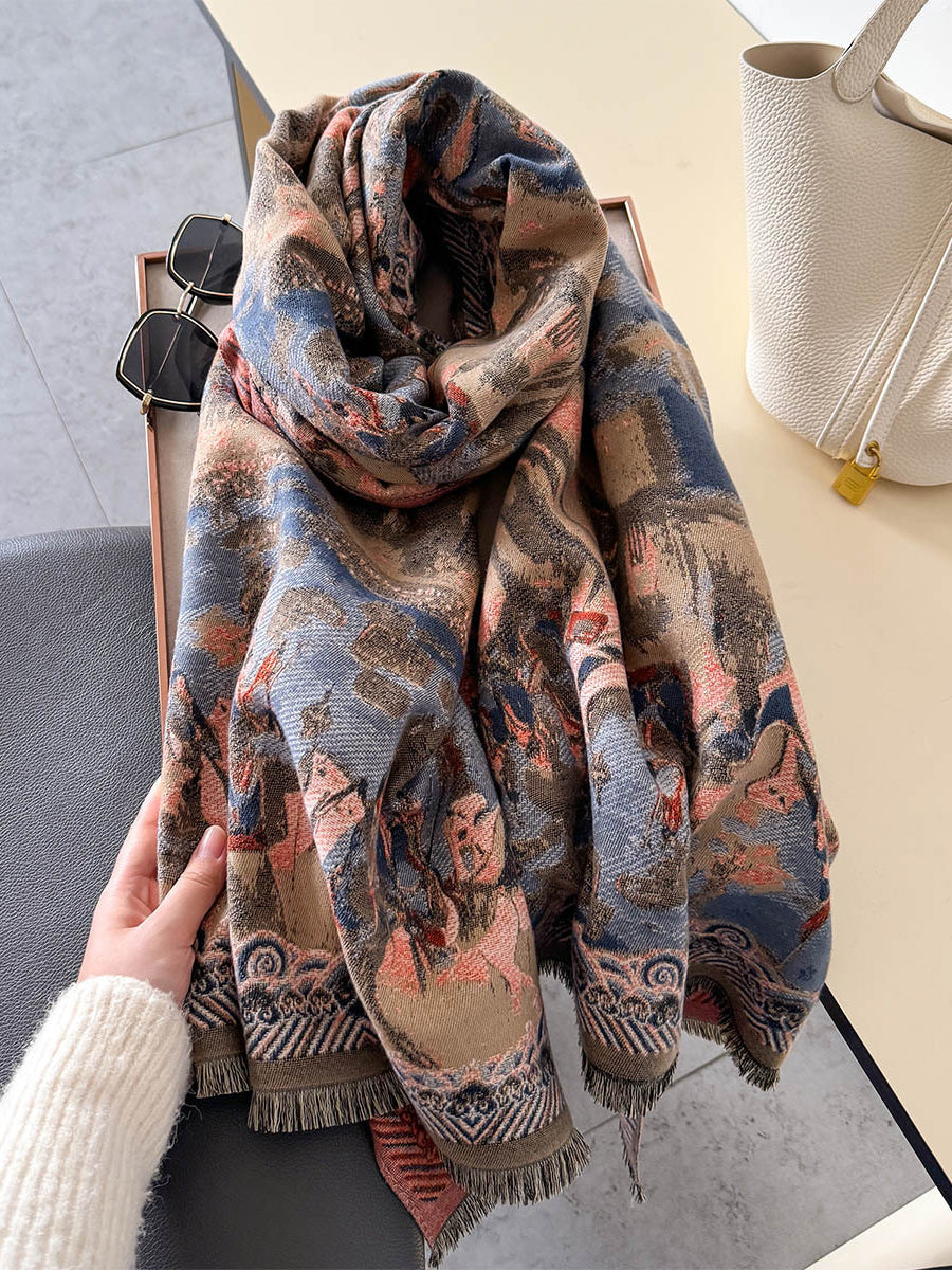 Women Travel Warm Jacquard Shawl Scarf