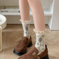 5 Pairs Women Autumn Artsy Flower JAcquard Cotton Socks