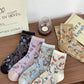 5 Pairs Women Artsy Floral Colorblock Jacquard Socks