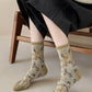 5 Pairs Women Artsy Floral Colorblock Jacquard Socks