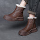 Women Vintage Winter Genuine Leather Fleece-lined Boots