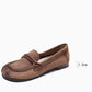 Women Vintage Leather Square-Toe Flat Shoes