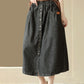 Women Casual Pocket Button Loose Sold Denim Skirt