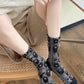 5 Pairs Women Artsy Flower Jacquard Cotton Socks