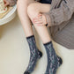 5 Pairs Women Flower Jacquard Colorblock Cotton Socks