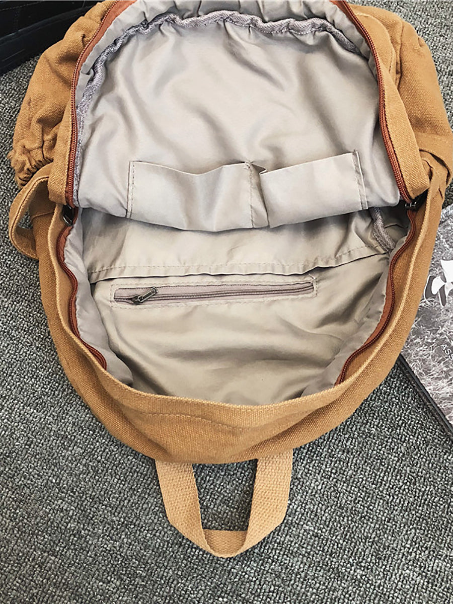 Women Casual Solid Canvas Large Capacity Backpack