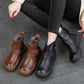 Women Vintage Genuine Leather Spliced Flat Ankle Boots