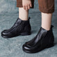 Women Autumn Soft Leather Zipper Low Heel Ankle Boots