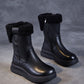 Women Vintage Leather Fleece-lined Platform Boots