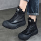 Women Vintage Vintage Leather Zipper Platform Boots