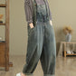 Women Autumn Retro Patchwork Loose Denim Jumpsuits