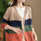 Women Autumn Colorblock V-Neck Knit Sweater