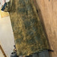 Women Summer Vintage Tie-dye V-Neck Spliced Linen Dress