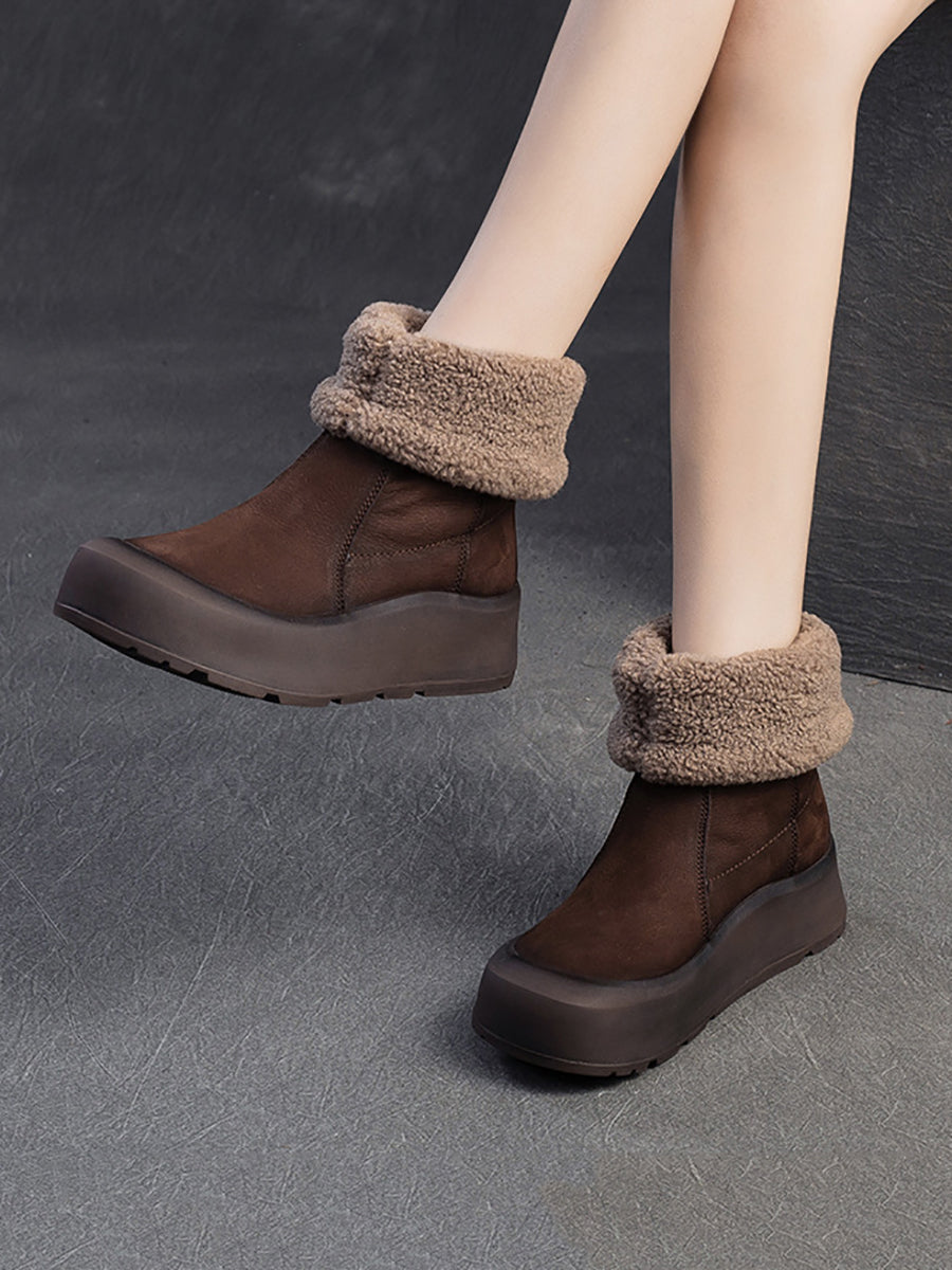 Women Winter Warm Fleece-lined Leather Boots