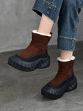 Women Winter Genuine Leather Fleece-lined Platform Boots